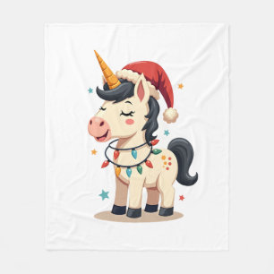 Vintage-Weihnachten-Dabbing-Einhorn-Santa-lustig-H Fleecedecke