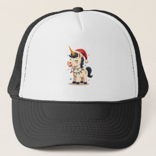 Vintage-Weihnachten Dabbing-Einhorn-Santa-Lustig-H Truckerkappe