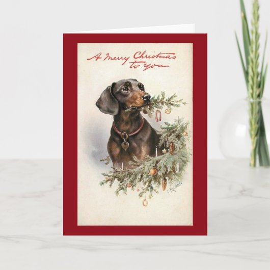 Vintage Weihnachten Dackel Hund (Vorderseite)