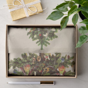 Vintage Weihnachten, dekorierter viktorianischer B Seidenpapier