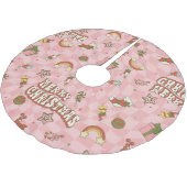 Vintage Weihnachten der 60er Jahre Polyester Weihnachtsbaumdecke (Schrägansicht)