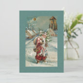 Vintage Weihnachten der alten Welt im Schnee (Stehend Vorderseite)