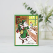 Vintage Weihnachten des Vaters auf Grün mit Gesche (Stehend Vorderseite)