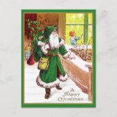 Vintage Weihnachten des Vaters auf Grün mit Gesche (Vorderseite)