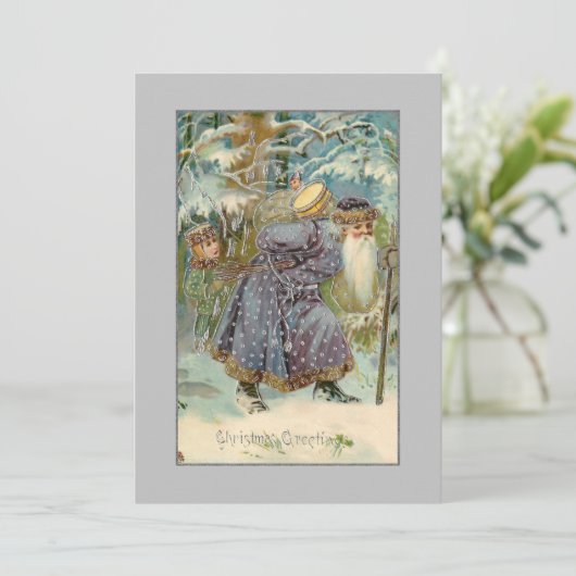 Vintage Weihnachten des Vaters im Schneewald (Stehend Vorderseite)