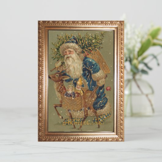 Vintage Weihnachten des Vaters mit Rentier (Stehend Vorderseite)