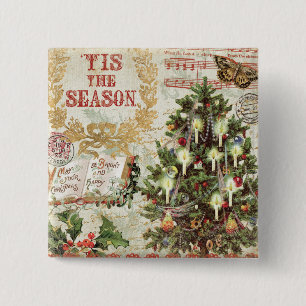 Vintage Weihnachten Die Zeit ist da Button