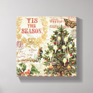 Vintage Weihnachten Die Zeit ist da Leinwanddruck