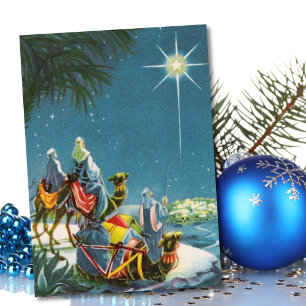 Vintage-Weihnachten Drei Weise Könige bei Nacht Feiertagskarte