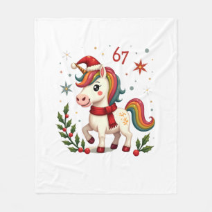 Vintage Weihnachten Einhorn 6. Geburtstag Dabbing Fleecedecke