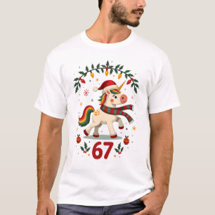 Vintage Weihnachten Einhorn 6. Geburtstag Dabbing  T-Shirt