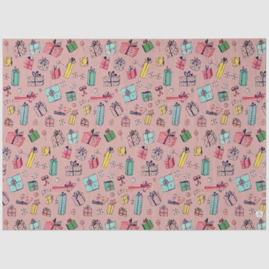 Vintage Weihnachten Einkauf Niedlich HandGezeichne Seidenpapier (Vorderseite)