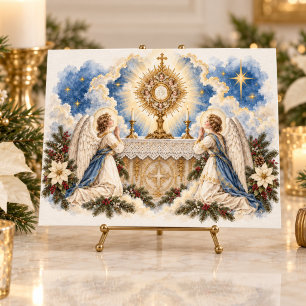 Vintage-Weihnachten Eucharistische Anbetung Foto Feiertagskarte