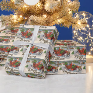 Vintage Weihnachten fährt Santa Fliesen Geschenkpapier