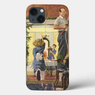 Vintage Weihnachten, Familie schmückt das Haus iPhone 13 Hülle
