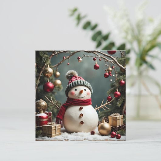 Vintage Weihnachten - Flache Grußkarte Karte (Stehend Vorderseite)