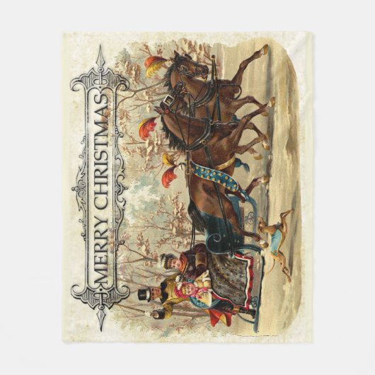 Vintage Weihnachten Fleecedecke (Vorderseite)