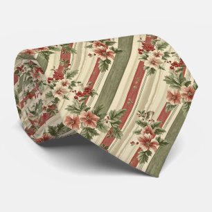 Vintage-Weihnachten Floral Gestreift (6) Krawatte