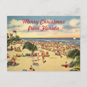 Vintage-Weihnachten Florida-Strand-Gruß Feiertagspostkarte