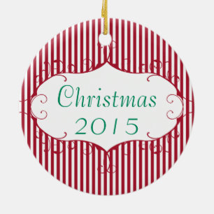 Vintage Weihnachten Foto Roter Streifen Ornament