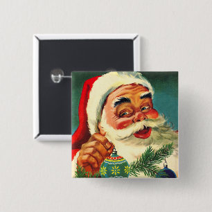 Vintage Weihnachten, fröhlicher Retro-Santa Claus Button