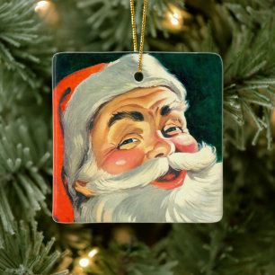 Vintage-Weihnachten, fröhlicher Retro-Santa Claus Keramikornament