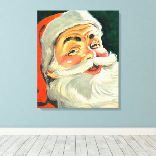 Vintage-Weihnachten, fröhlicher Retro-Santa Claus  Leinwanddruck