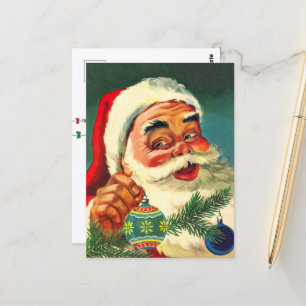 Vintage-Weihnachten, fröhlicher Retro-Santa Claus  Postkarte
