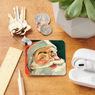 Vintage-Weihnachten, fröhlicher Retro-Santa Claus  Schlüsselanhänger