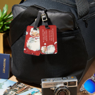 Vintage Weihnachten, fröhlicher Santa Claus zwinke Gepäckanhänger