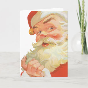 Vintage Weihnachten, fröhlicher Weihnachtsmann mit Feiertagskarte