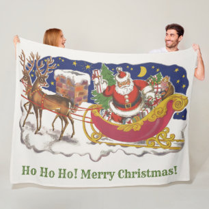 Vintage Weihnachten, fröhlicher Weihnachtsmann mit Fleecedecke