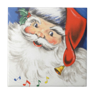 Vintage Weihnachten, fröhlicher Weihnachtsmann mit Fliese