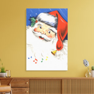 Vintage Weihnachten, fröhlicher Weihnachtsmann mit Leinwanddruck
