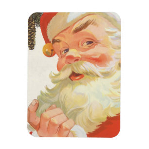 Vintage Weihnachten, fröhlicher Weihnachtsmann mit Magnet