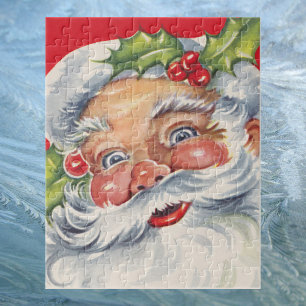Vintage Weihnachten, fröhlicher Weihnachtsmann mit Puzzle