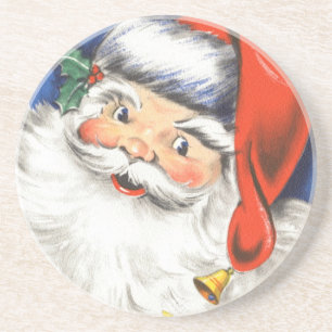 Vintage Weihnachten, fröhlicher Weihnachtsmann mit Sandstein Untersetzer