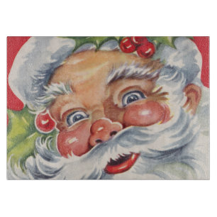 Vintage Weihnachten, fröhlicher Weihnachtsmann mit Schneidebrett