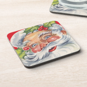 Vintage Weihnachten, fröhlicher Weihnachtsmann mit Untersetzer