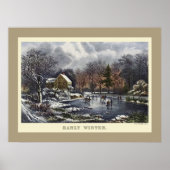 Vintage Weihnachten, Früher Winter mit Eisläufern Poster (Vorne)