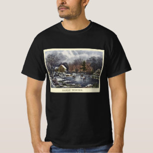 Vintage Weihnachten, Frühwinter Schlittschuhläufer T-Shirt