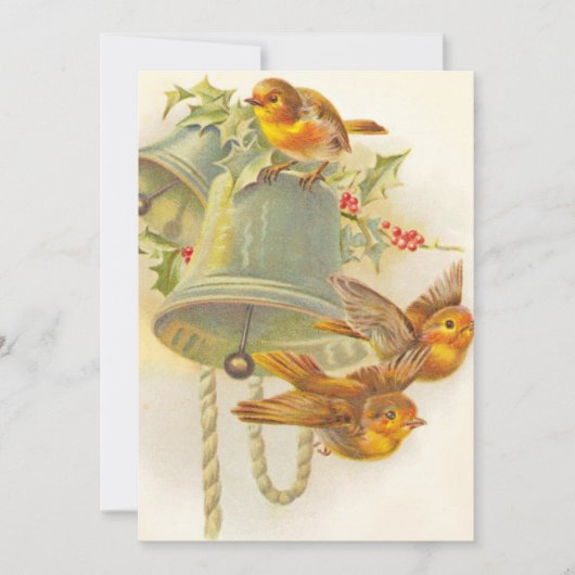 Vintage Weihnachten Gelbe Finkenvögel auf Glocken (Vorderseite)
