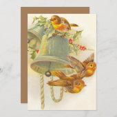 Vintage Weihnachten Gelbe Finkenvögel auf Glocken (Vorne/Hinten)