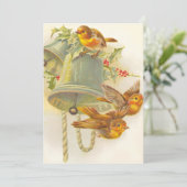 Vintage Weihnachten Gelbe Finkenvögel auf Glocken (Stehend Vorderseite)