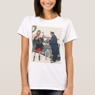 Vintage Weihnachten, Geschenke einkaufen Polizist T-Shirt