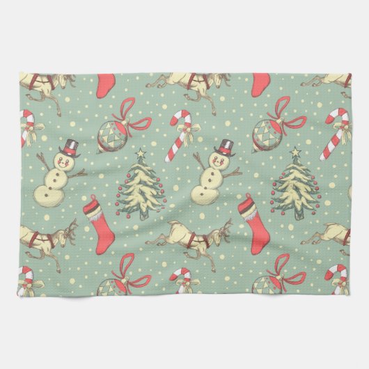 Vintage Weihnachten Geschirrtuch (Horizontal)