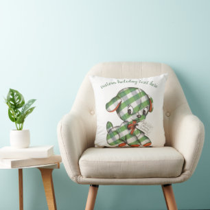 Vintage-Weihnachten-Gingham-Welpen-Plüsch-Tier Kissen