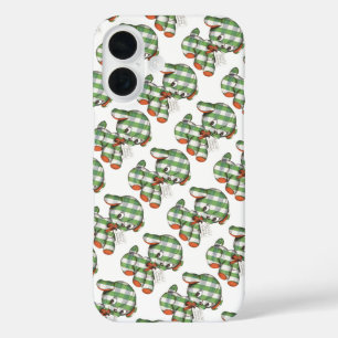 Vintage-Weihnachten-Gingham-Welpen-Plüschtiere iPhone 16 Hülle