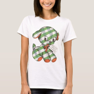 Vintage-Weihnachten Gingham-Welpen-Plüschtiere T-Shirt
