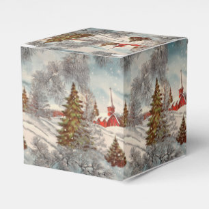 Vintage-Weihnachten Glänzendes Winterdorf  Geschenkschachtel